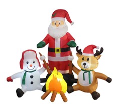 Christmas Inflatable Santa Snowman Reindeer Campfire Marshmallows Art Decoration - £70.60 GBP
