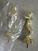 Lot of 2 New Stock Plastic Softball Girl Batting Trophy Part Topper LOOK - $15.84