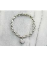 7.00 Carat Round Cut Diamond Heart Link Chain Bracelet 14k White Gold Ov... - £161.15 GBP