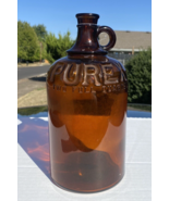 Vintage PUREX 2 Quart Brown Amber Glass Bottle Finger Handle - $16.28