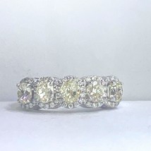 Authenticity Guarantee 
2.45 Carat 5 Cushion Faint Yellow Diamond Wedding Ban... - £1,455.47 GBP