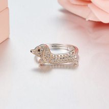 SLJELY Fashion Real S925 Sterling Silver Dachshund Puppy Finger Ring Adjustable  - £23.51 GBP