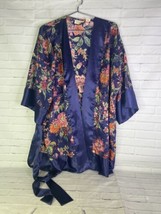 VTG Victoria&#39;s Secret Gold Label Robe Kimono Style Blue Floral Tie Belt One Size - £30.40 GBP