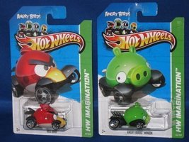 2012 Hot Wheels Hw Imagination Angry Birds Set of 2 - Red Bird &amp; Minion Pig by M - £21.04 GBP