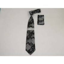 Men's Stacy Adams Tie and Hankie Set Woven Design #Stacy90 Black image 2