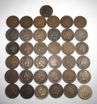 Vintage Indian Cent Collection 37 Different Dates 1859-1909 AN636 - £114.23 GBP