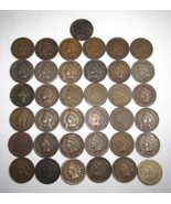 Vintage Indian Cent Collection 37 Different Dates 1859-1909 AN636 - $142.56