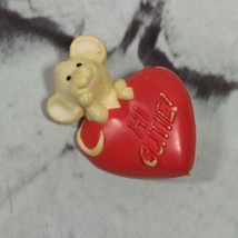 Hi Cutie Mouse on a Heart Vintage Hallmark Pin Brooch  - $14.84