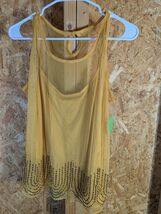Jennifer Lopez Sexy top women&#39;s Large Cami gold Yellow Embellished bead ... - $15.84