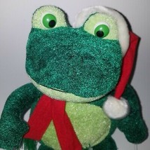 VTG Kellytoy Play Pets 12&quot; Green Frog Plush Scarf Santa Hat Christmas 20... - £23.23 GBP