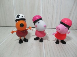 Peppa Pig 3 figures w/ bike helmets Freddy Fox Suzy Sheep lot - £10.04 GBP