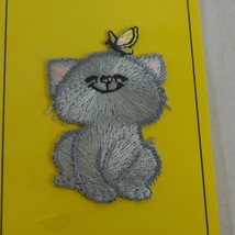 Cat Kitten Butterfly Iron On Applique Sew Perfect Embroidered Patch 2&quot;x1.25&quot; - £3.14 GBP