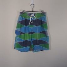Kanu Surf Mens Swim Trunks Large Blue Green Abstract Lined Board Shorts Pull On - £42.37 GBP