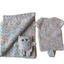 Crocheted Baby Blanket Jumper Granny-core Shower Gift Handmade Multicolor - £28.19 GBP