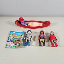 Playmobil Lot Canoe Red with Male Action Figure Northwest Hat | 3 Figures - $18.99