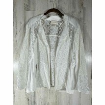 Chicos Flower Lace Blazer Jacket Size 3 or XL White Ivory Open Front Lightweight - £23.68 GBP