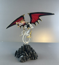 Glass Baron Castle Mountain Dragon Holding Jewel - $61.75