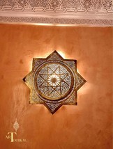 Moroccan Octagram Wall and ceiling light Sconce, Flush Mount Ceiling Light - $400.00