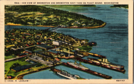 Vtg Postcard Bremerton and Bremerton Navy Yard on Puget Sound Washington... - £5.33 GBP