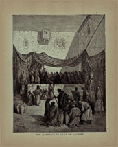1890 Gustave Dore Victorian Woodcut Print Marriage In Cana of  Galilee DWC4 - $49.62