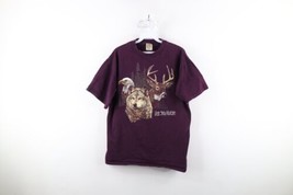 Vintage 90s Mens Size Large Faded Nature Eagle Wolf Deer T-Shirt Purple USA - £35.44 GBP