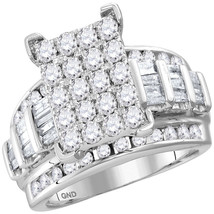 10kt White Gold Round Diamond Cluster Bridal Wedding Engagement Ring 2.00 Ctw - £1,469.21 GBP