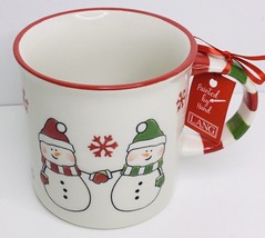 Coffee Mug Lang Snowmen Holding Hands 20oz. Christmas Holiday.  So Cute!!! - £14.85 GBP