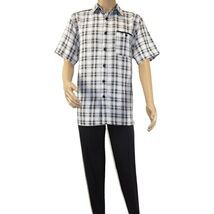 Men 2pc Walking Leisure Suit Short Sleeves By DREAMS Checker 282-00 Black White image 2