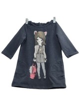 H&amp;M Girls US 4-6 years Charcoal Gray Sweatshirt Dress Rabbit Bunny Heels Pockets - £7.00 GBP