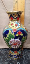 vintage Chinese cloisonné vase 5&quot; Tall Flowers - $25.00