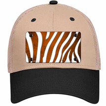 Orange White Zebra Oil Rubbed Novelty Khaki Mesh License Plate Hat - £23.31 GBP