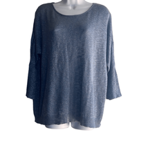 Gray Metallic Women&#39;s Large Drop Sleeve Lightweight Pullover Sweater - £11.17 GBP