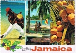 Exciting Jamaica West Indies Caribbean Postcard Multi View Beach Drummer... - £2.30 GBP