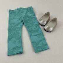 American Girl 18&quot; Doll Truly Me Cool Coral Blue Legging Pants Silver Shoes - £9.07 GBP