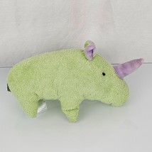 John Lennon Green Plush Rhino Baby Rattle Stuffed Toy Carters Real Love 7.5&quot; - £13.19 GBP