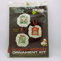 Titan Needlecraft Cross-Stitch Ornament Kit No. 243 Set Of 3 Christmas 4... - $204.41 MXN