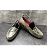 Avon Cushion Walk Loafers Women 9M Shoes Gold Leather Slip On Comfort Flats - $360.37 MXN