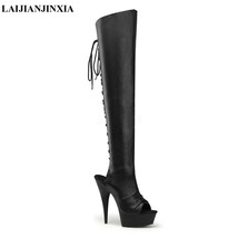 New Sexy Over-the-Knee Boots Women 15Cm Heeled Platform Pole Dance Shoes Evening - £117.27 GBP