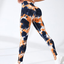 Ink Tie-dye Printed Yoga Pants Seamless High Waist Tight Hip Lifting Leg... - £15.17 GBP