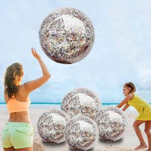 5 Pack Beach Ball Jumbo Pool Toys Balls Confettis Glitters Inflatable  - £20.82 GBP