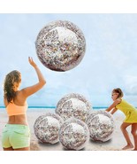 5 Pack Beach Ball Jumbo Pool Toys Balls Confettis Glitters Inflatable  - £20.53 GBP