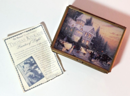 Thomas Kinkade Trinket Box Enesco Brass &amp; Glass Mirror 3x4” - $273.57 MXN