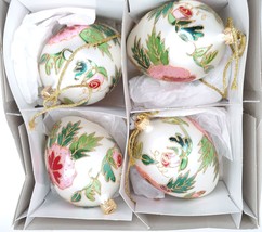 Kurt S Adler 5&quot; Egg Style Christmas Ornaments Made In Poland Set Of 4 Be... - £55.03 GBP