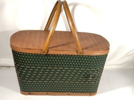 Vintage Hawkeye Burlington Tessuto Picnic Basket Rétro 50’S Display Made IN Ua - £71.20 GBP