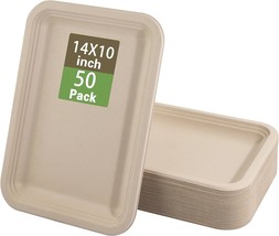 Wdf 50 Pack 14 Inch Food Trays Disposable - 100% Biodegradable Compostab... - $43.94