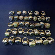 Antique Vintage JADE Rings Lot 39 Pieces Rings With Old Jade Stone - £448.82 GBP