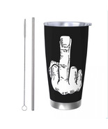 20ozs Vertical Middle Finger Insulated Tumbler with Straws Lid Stainless... - £25.08 GBP