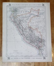 1921 Vintage Map Of Peru / Reverse Side Venezuela French Guiana Guyana Suriname - £13.63 GBP