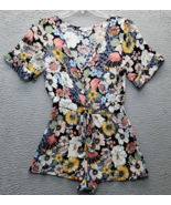 O&#39;Neill Romper Women Medium Multi Floral Viscose Tie Waist V Neck Button... - $38.27 CAD