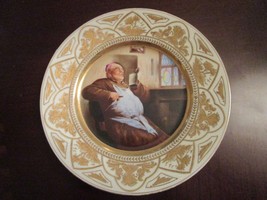 Augustus Rex Meissen Portrait Plate Gold Hand Painted Smoking And Drinking Monk - £178.48 GBP